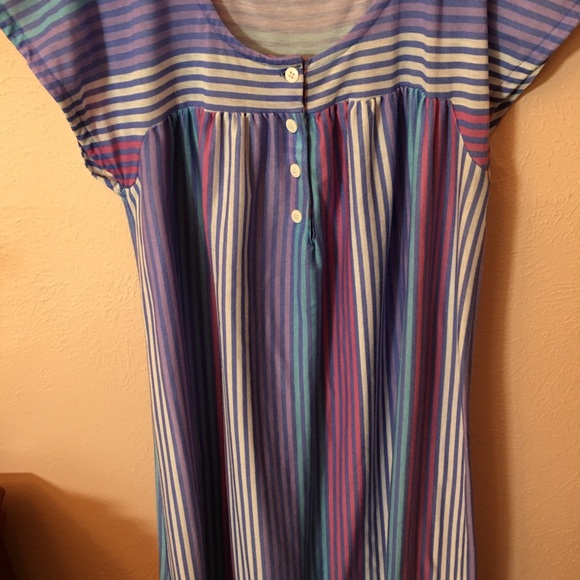 VTG Retro Striped Full Length Night Gown - Picture 14 of 15